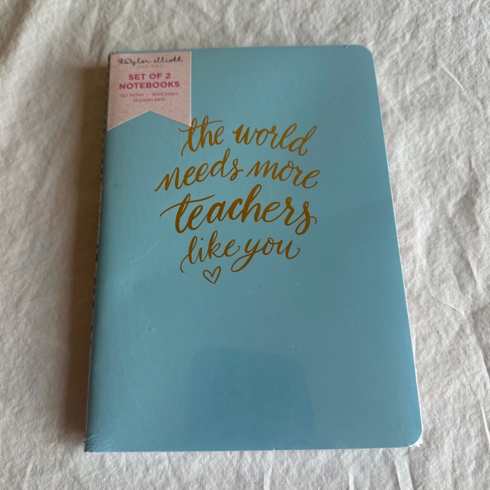 Taylor Elliott Designs Set of 2 Teacher Notebooks 5x7 Lined Journals Blue Stripe